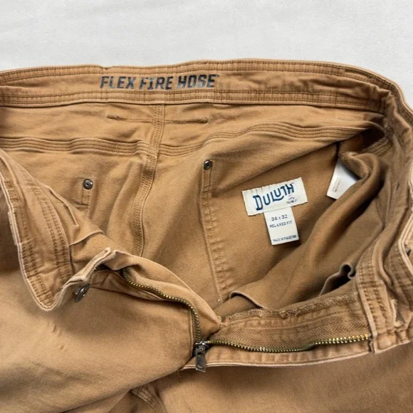 Duluth Trading Co Flex Fire Hose Relaxed Fit Carpenter Pants Brown 34x32 18101 - Picture 6 of 9